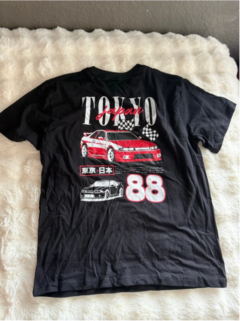 Preowned,Men's Eighty Eight Brand Black Red Tokyo Japan Racing tee , XS